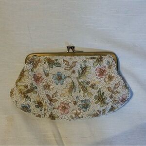 Vintage Jolles Original Beaded Floral Evening Clutch Purse